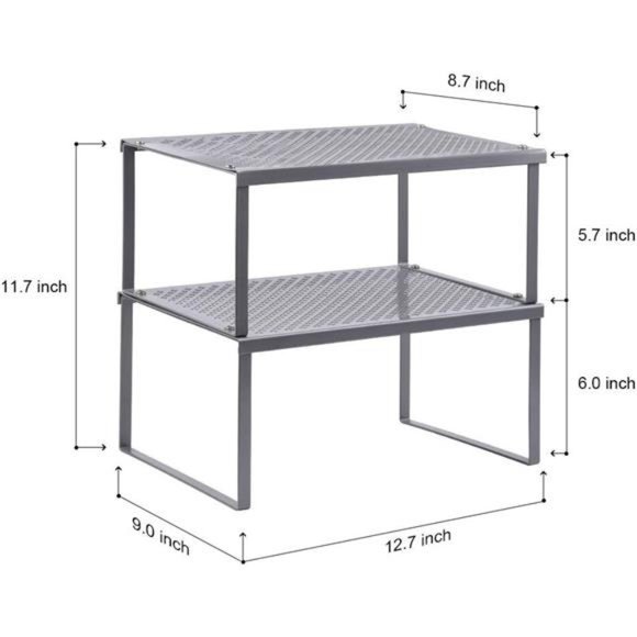 Kitchen Shelf Organizer, Stackable & Expandable, Dark Silver - Picture 6 of 6